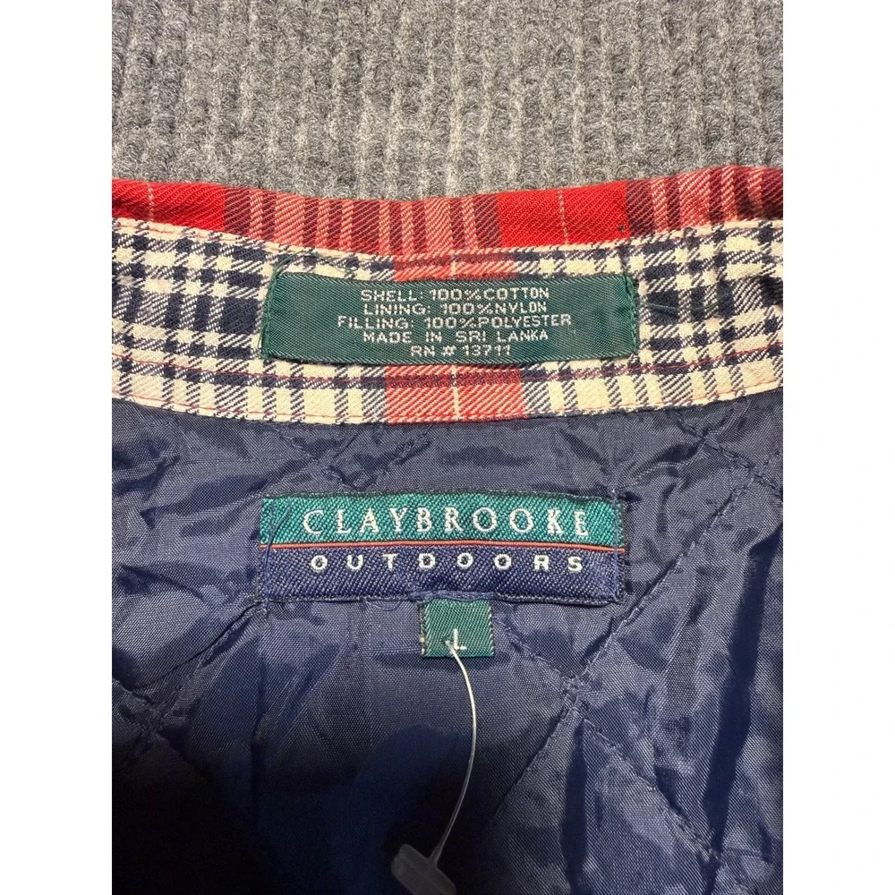 Claybrooke Outdoors Mens Large Red Plaid Quilted Lined Flannel Shirt Jacket L